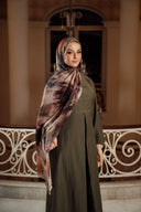 Foulard Rose Poudré et Vert Olive Doux