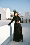 Robe Longue en Dentelle Noir & Chocolat