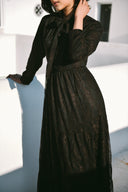 Robe Longue en Dentelle Noir & Chocolat