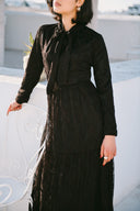 Robe Longue en Dentelle Noir & Chocolat
